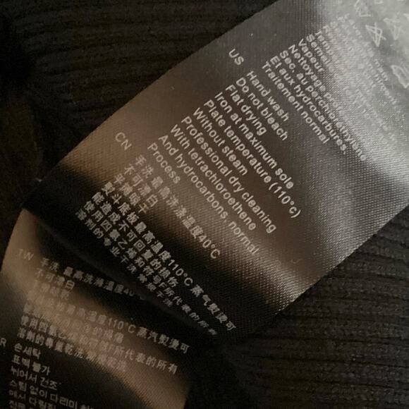 Sandro Lizza Black Ribbed Sweater Knit Pearl Trim Monk Neck Midi Dress 1 S - Picture 8 of 12